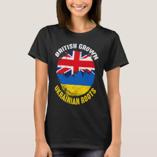 British Grown Ukranian Roots Vintage Flags for Men T-Shirt