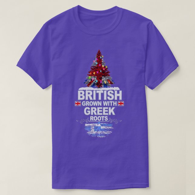 British Grown With Greek Roots Gift for Greek With T-Shirt (Design Front)