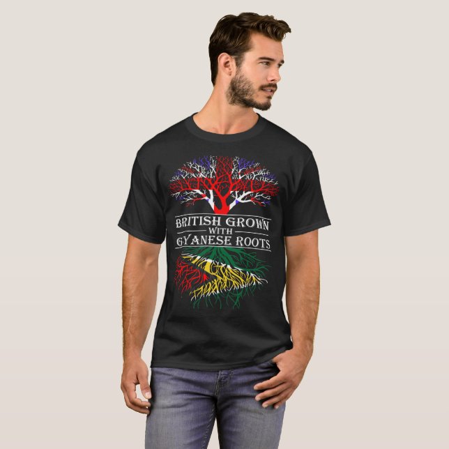 British Grown With Guyanese Roots Gift Tshirt (Front Full)
