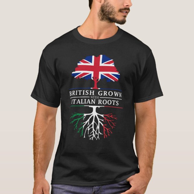 British Grown with Italian Roots   Italy Design T-Shirt (Front)
