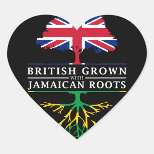 British Grown with Jamaican Roots   Jamaica Design Heart Sticker