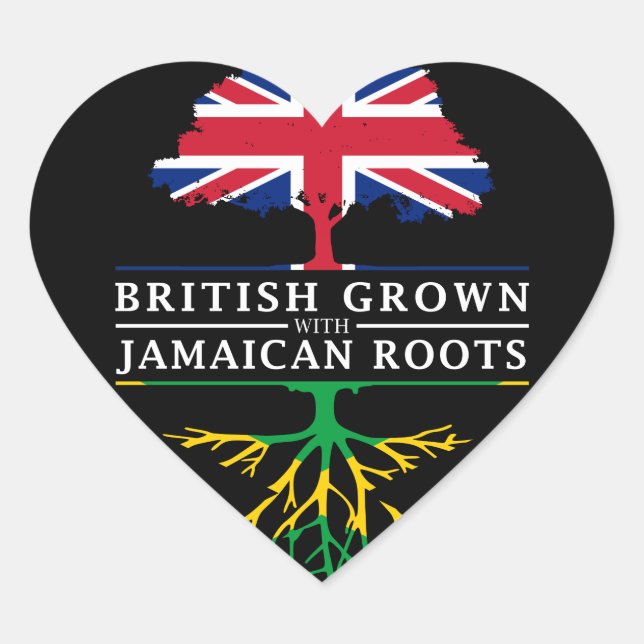 British Grown with Jamaican Roots   Jamaica Design Heart Sticker (Front)