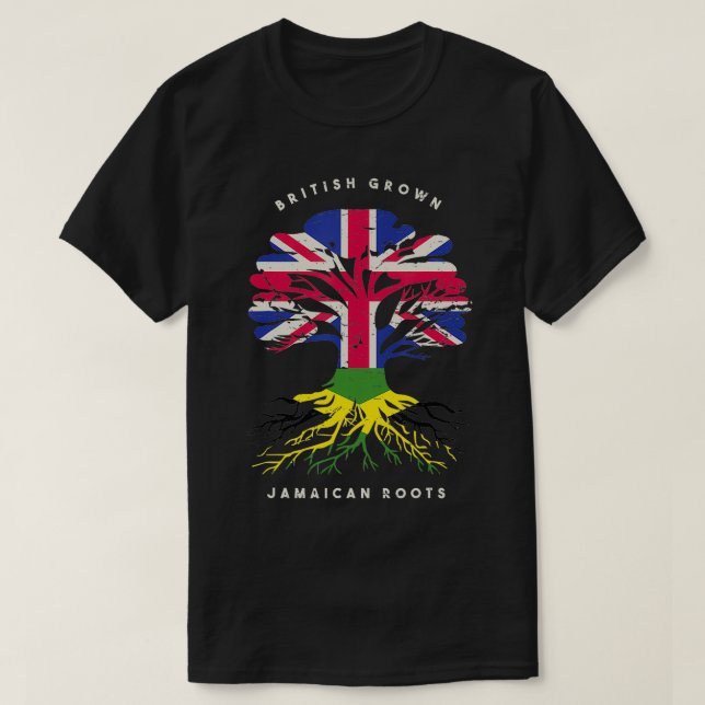 British Grown With Jamaican Roots Jamaica Pride  T-Shirt (Design Front)