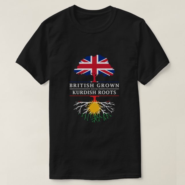 British Grown with Kurdish Roots   Kurdistan Desig T-Shirt (Design Front)
