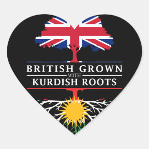 British Grown with Kurdish Roots   Kurdistan Heart Sticker