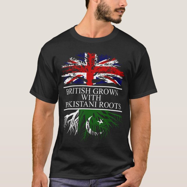 British grown with pakistani roots pakistan flag T-Shirt (Front)