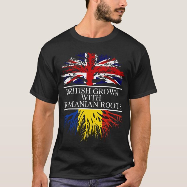 British grown with romanian roots romania flag T-Shirt (Front)