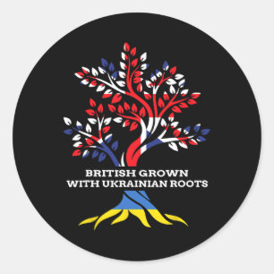 British Grown With Ukrainian Roots Ukraine English Classic Round Sticker