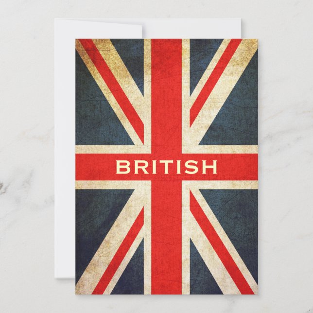 British Grunge Union Jack Invitation (Vertical) (Front)