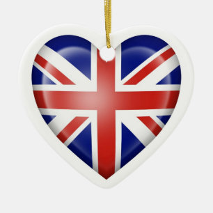 British Heart Flag on White Ceramic Tree Decoration