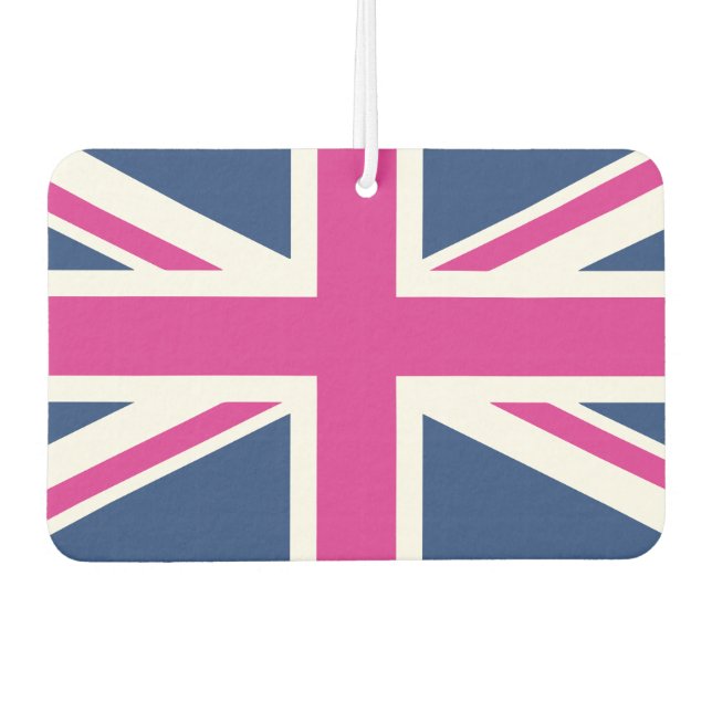 British Hearts - Blue & Pink Union Jack Car Air Freshener (Front)