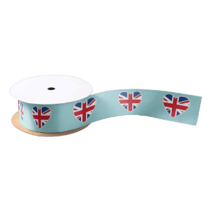 British Hearts - Light Blue Ribbon Satin Ribbon