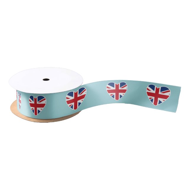 British Hearts - Light Blue Ribbon Satin Ribbon (Spool)