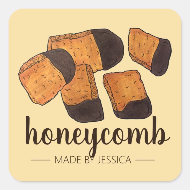 British Honeycomb Sponge Toffee Candy Made By Square Sticker (Front)