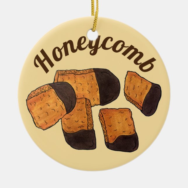 British Honeycomb Sponge Toffee Candy UK Sweets Ceramic Tree Decoration (Front)