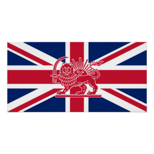 British–Iranian Heritage Flag Lion and Sun Meets Poster