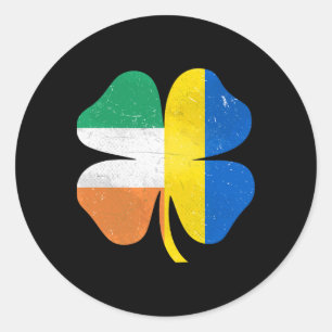 British Irish Shamrock Ukraine Ireland St. Patrick Classic Round Sticker