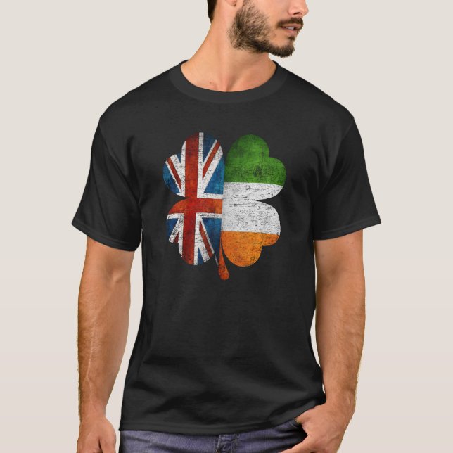 British Irish Shamrock United Kingdom Ireland Flag T-Shirt (Front)