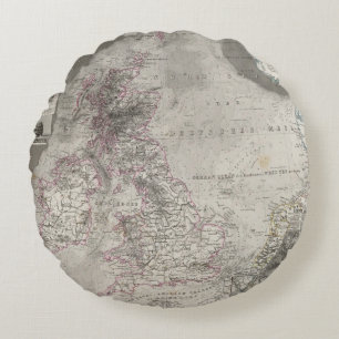 British Isles and surrounding sea Round Cushion