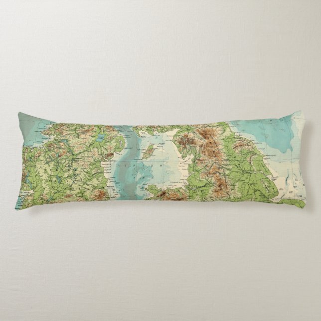 British Isles bathyorographical map Body Cushion (Front)