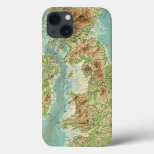 British Isles bathyorographical map iPhone 13 Case