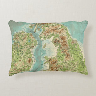 British Isles bathyorographical map Decorative Cushion