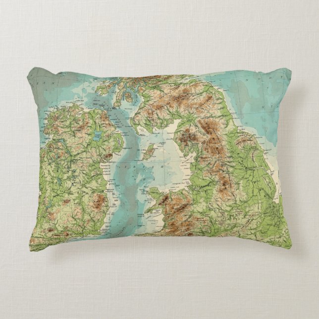 British Isles bathyorographical map Decorative Cushion (Front)