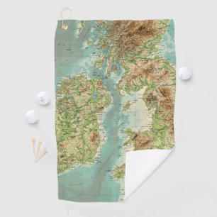 British Isles bathyorographical map Golf Towel