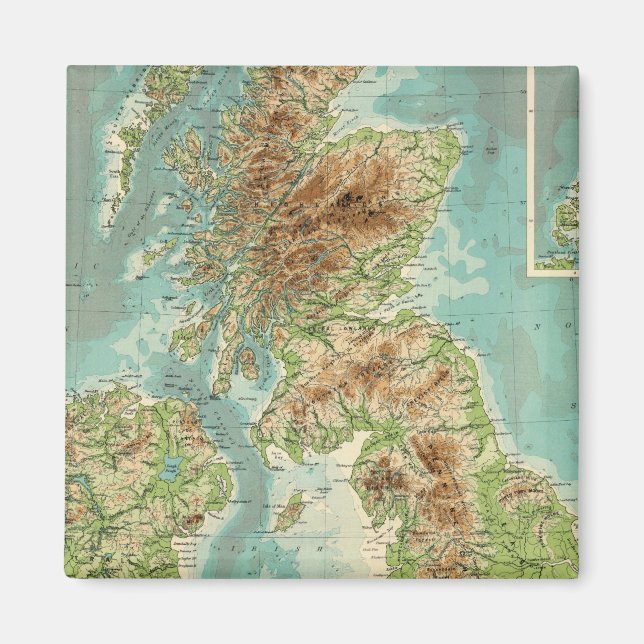 British Isles bathyorographical map Magnet (Front)
