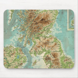 British Isles bathyorographical map Mouse Mat