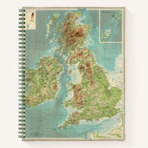 British Isles bathyorographical map Notebook