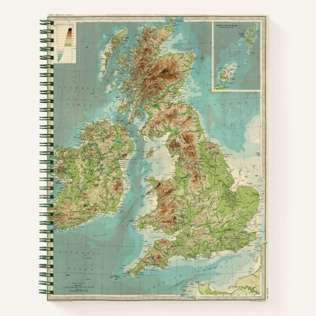 British Isles bathyorographical map Notebook (Front)