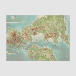 British Isles bathyorographical map Tissue Paper