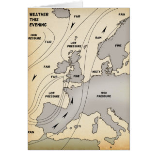 British Isles & Europe vintage weather map.