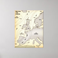 British Isles & Europe vintage weather map.