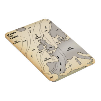 British Isles & Europe vintage weather map. Magnet