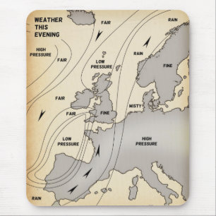 British Isles & Europe vintage weather map. Mouse Mat
