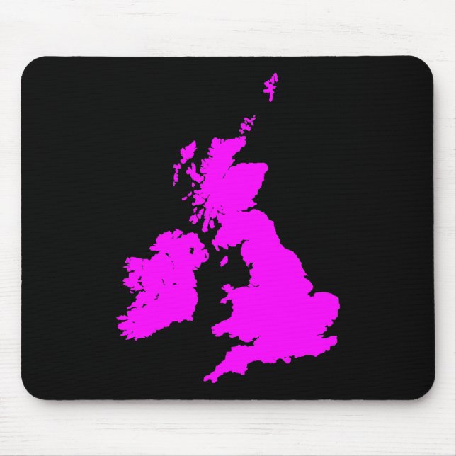 British Isles - Magenta on Black Mouse Mat (Front)