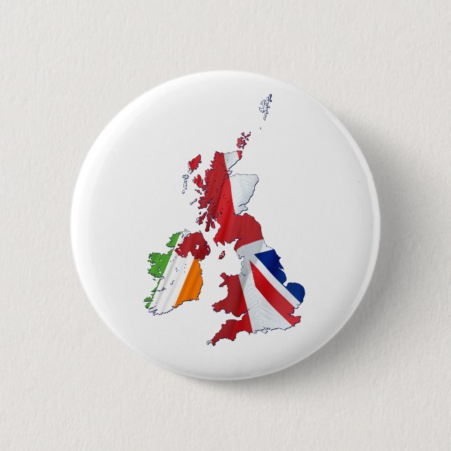 BRITISH ISLES MAP AND FLAGS 6 CM ROUND BADGE (Front)