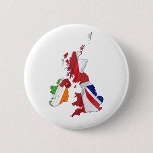 BRITISH ISLES MAP AND FLAGS 6 CM ROUND BADGE