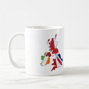 BRITISH ISLES MAP AND FLAGS COFFEE MUG