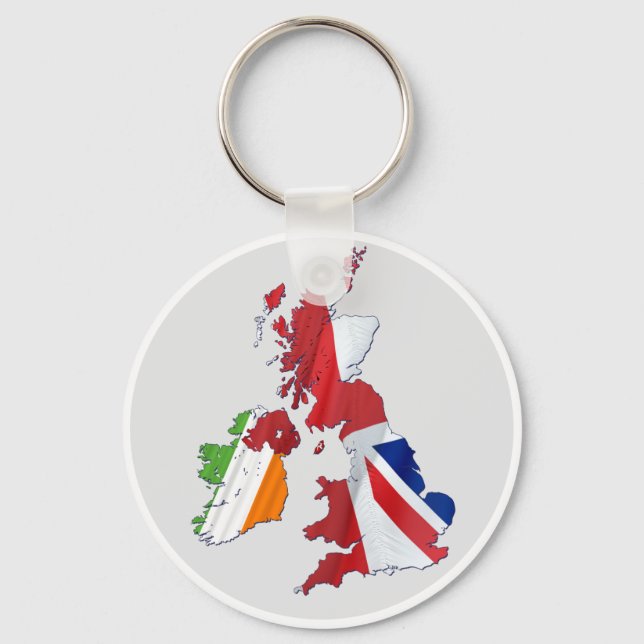 BRITISH ISLES MAP AND FLAGS KEY RING (Front)