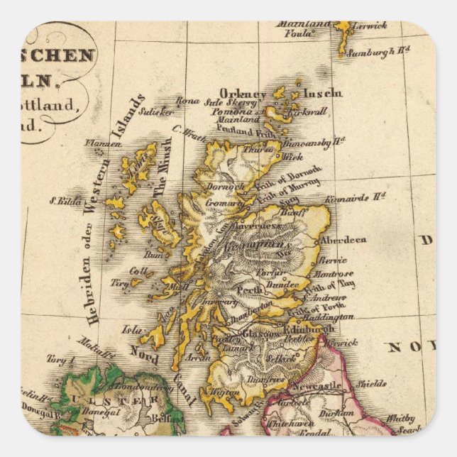 British Isles Map Square Sticker (Front)