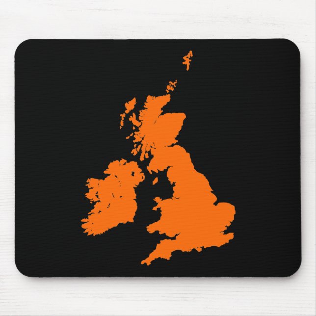 British Isles - Orange on Black Mouse Mat (Front)