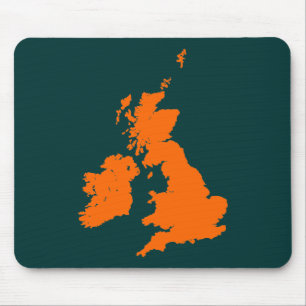 British Isles - Orange on Dark Green Mouse Mat