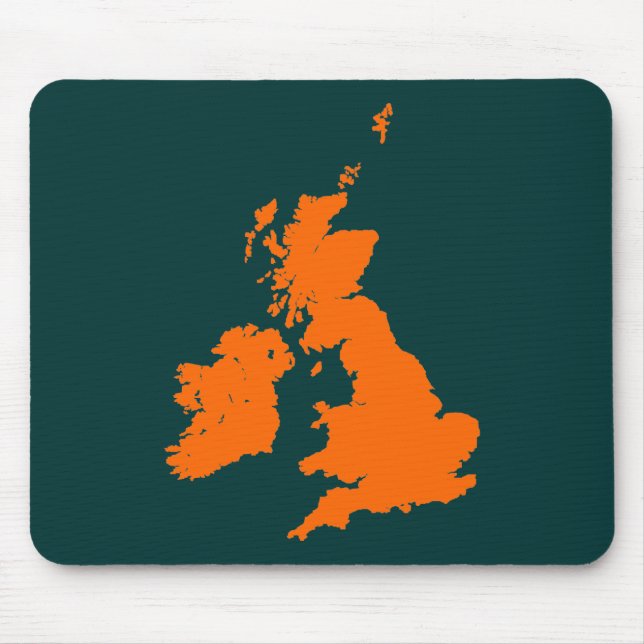 British Isles - Orange on Dark Green Mouse Mat (Front)