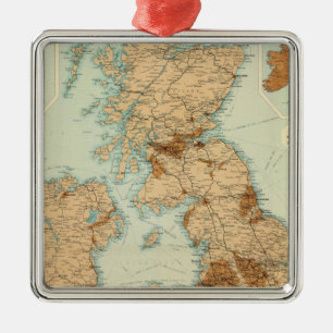 British Isles railways & industrial map Metal Tree Decoration