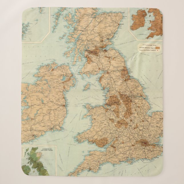 British Isles railways & industrial map Sherpa Blanket (Front)
