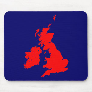 British Isles - Red on Dark Blue Mouse Mat