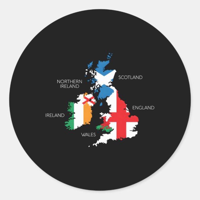 British Isles Sea Ireland Scotland Wales England M Classic Round Sticker (Front)